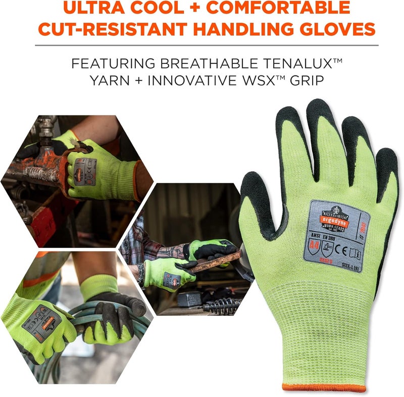 Ergodyne Ergodyne Cut Resistant Gloves Cut Level 4 Nitrile Coated Palm for Grip Hi Vis ProFlex 7041 Lime Large  - Image 2