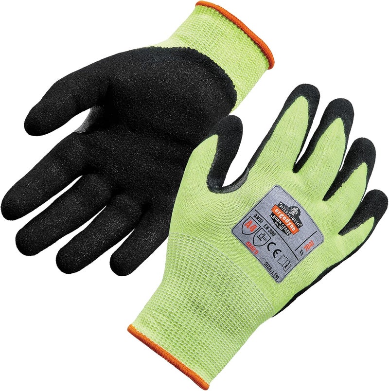 Ergodyne Ergodyne Cut Resistant Gloves Cut Level 4 Nitrile Coated Palm for Grip Hi Vis ProFlex 7041 Lime Large  - Image 1