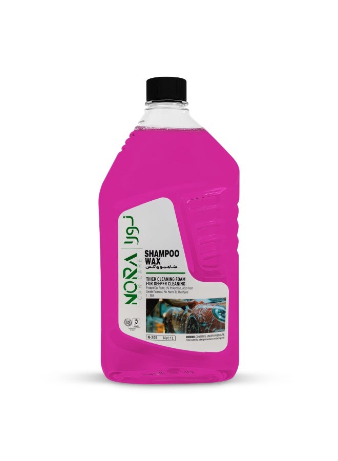 Nora Car Shampoo & Wax N-205 – 1 Liter High-Foam pH Balanced Formula – Thick Cleaning Foam, Color Safe, Safe on Paint, Plastic, Vinyl & Tyre Sides – Deep Clean with Added Shine - Image 2