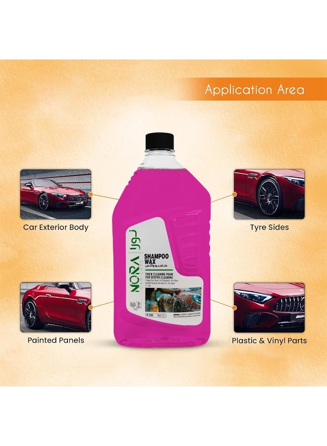 Nora Car Shampoo & Wax N-205 – 1 Liter High-Foam pH Balanced Formula – Thick Cleaning Foam, Color Safe, Safe on Paint, Plastic, Vinyl & Tyre Sides – Deep Clean with Added Shine - Image 3