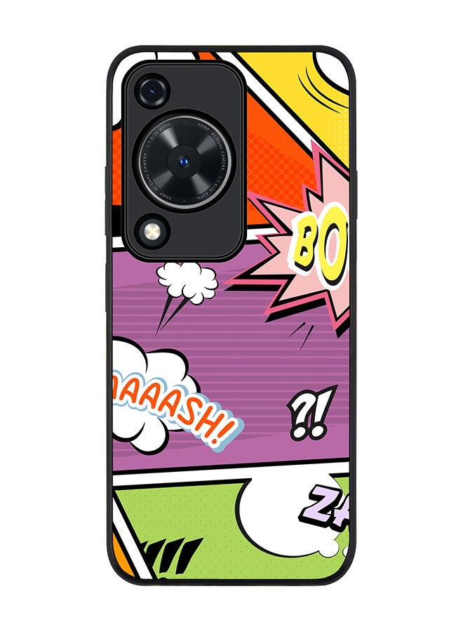Stylizedd Rugged Black edge case for Huawei nova Y72 / Huawei Enjoy 70 4G, Slim fit Soft Case Flexible Rubber Edges Anti Drop TPU Gel Thin Cover -  Comic Strip - Image 1
