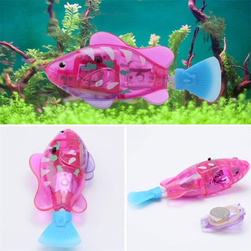 Luckam Electric Fish Toy, Creative Colorful Water Activated LED Robot Fish Toy Funny Cat Fish Toy Swimming Robot Fish Bathtub Toys Birthday Gift for Cat, Toddlers, Boys and Girls, 4 Pcs - Image 3