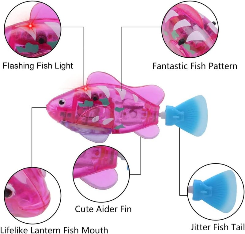 Luckam Electric Fish Toy, Creative Colorful Water Activated LED Robot Fish Toy Funny Cat Fish Toy Swimming Robot Fish Bathtub Toys Birthday Gift for Cat, Toddlers, Boys and Girls, 4 Pcs - Image 4