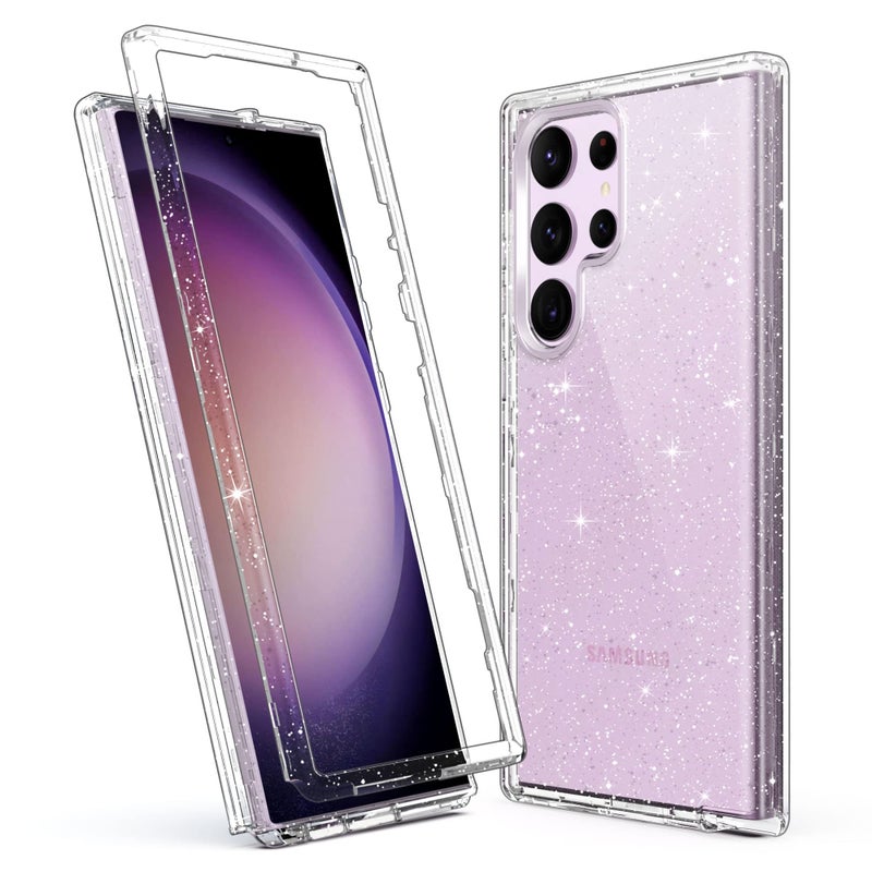 ULAK Compatible with Samsung Galaxy S23 Ultra 5G Case, Heavy Duty Shockproof Hybrid Soft TPU Bumper Drop Protection Transparent Phone Case for Galaxy S23 Ultra 5G 6.8 inch - Clear Glitter - Image 1