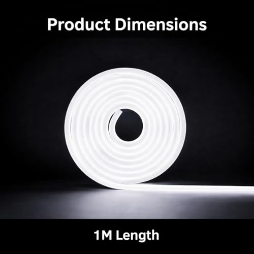One94Store شريط إضاءة نيون LED 1M – شريط حبل مرن مقاوم للماء يعمل بالـ USB (DC 5V) مع مفتاح زر التشغيل | إضاءة محيطية لغرفة النوم، المنزل، ديكور الـ DIY، غرفة الألعاب والحفلات (أبيض) - Image 2