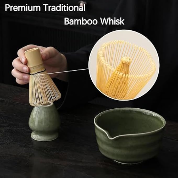 MANYUK Matcha Whisk Set Japanese Tea Bowl With Spout Bamboo Matcha Scoop Strainer Holder Matcha Whisk Kit For Matcha Tea Ceremony Green - Image 5