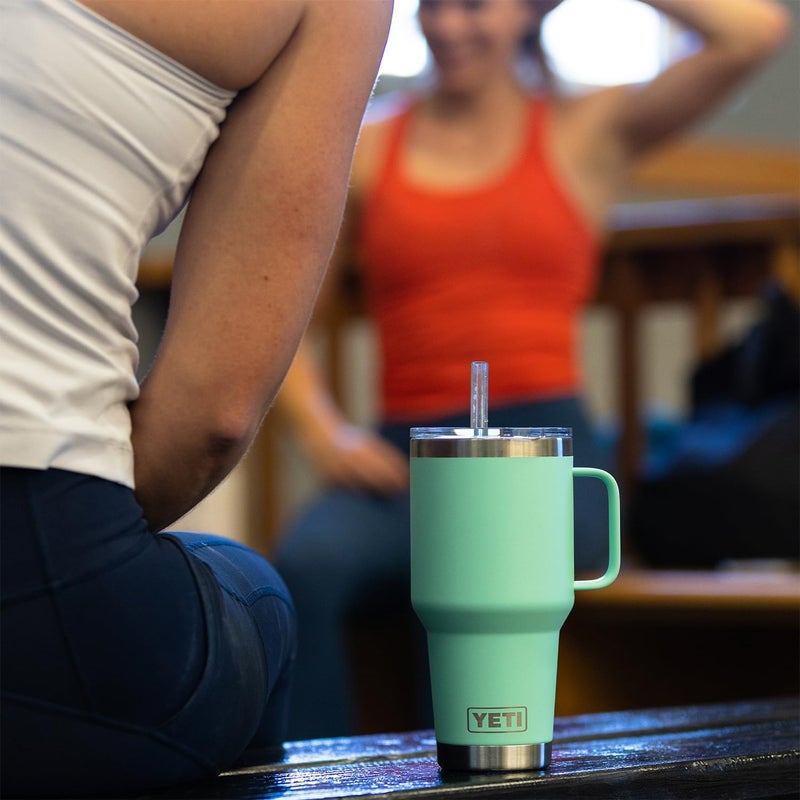 يتي yeti Rambler 35 Oz Tumbler مع مقبض وقش قش سفر ماء ماء فراغ معزول  - Image 2