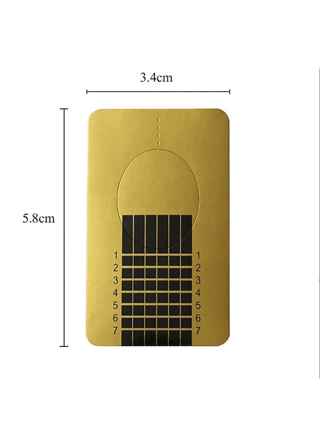 HY 100 Pcs Durable Golden Rectangle Nail Forms with Self-Adhesive and Tips Guide for UV Gel Nail Extensions - Perfect for DIY Enthusiasts and Learners  - Image 3