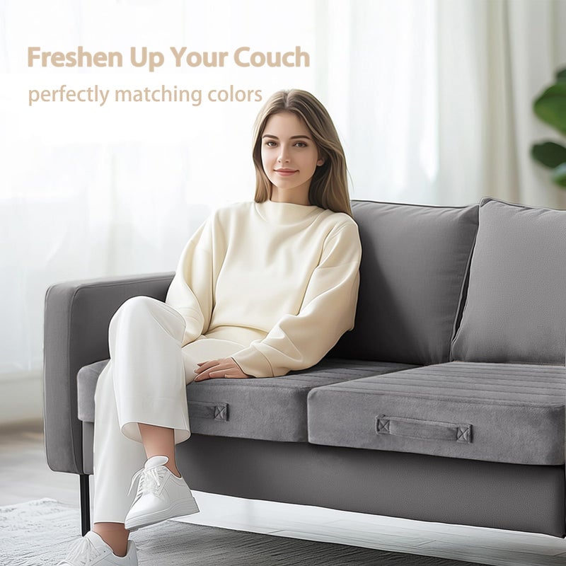 Codi Thick Replacement Couch Cushions 2 Sets, Upholstery Foam with Washable Covers for Sofa Cushion Chair Meditation - 24 Ã— 24 Ã— 5 Inch, High Density Foam, Grey - Image 4