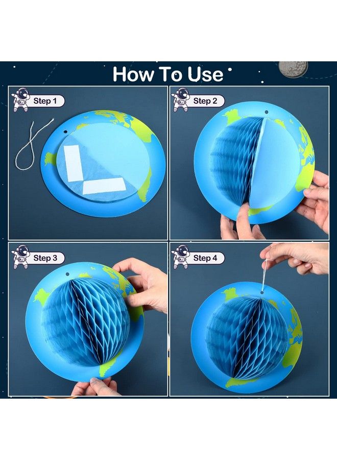 Chinco 11 Pieces Outer Space Party Decorations Solar System Hanging Decorations Galaxy Planet Honeycomb Hanging Supplies 3D Rocket Astronaut For Kids Solar System Space Birthday Party Ceiling Ornaments Decor - Image 4