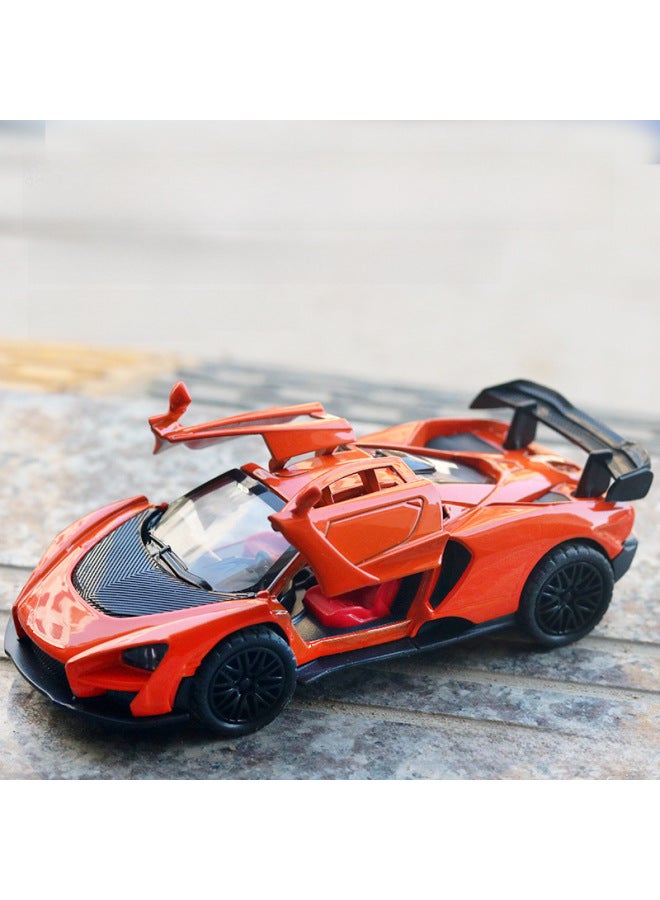 Bagged Simulation Alloy Car Model Sports Car Model Door Opening Back Force Boys And Children's Toys Car Ornaments Cross Border-Color:Pull Sky Blue - Image 2