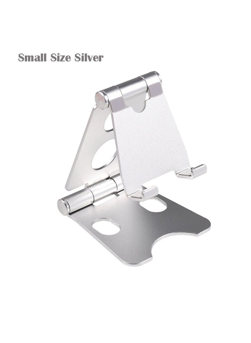 DIGI CORE Portable Aluminum Alloy Cell Phone Holder Foldable Metal Desktop Mobile Phone Tablet Stand Silver - Image 1