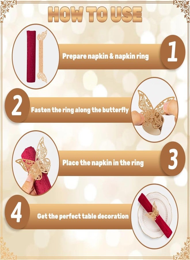NPKRRSK 100pcs Napkin Rings 3D Butterfly Shape Frosted Paper Napkin Holder for Birthday Dining Weddings Anniversary Restaurant Party Banquet Table Decor - Image 5