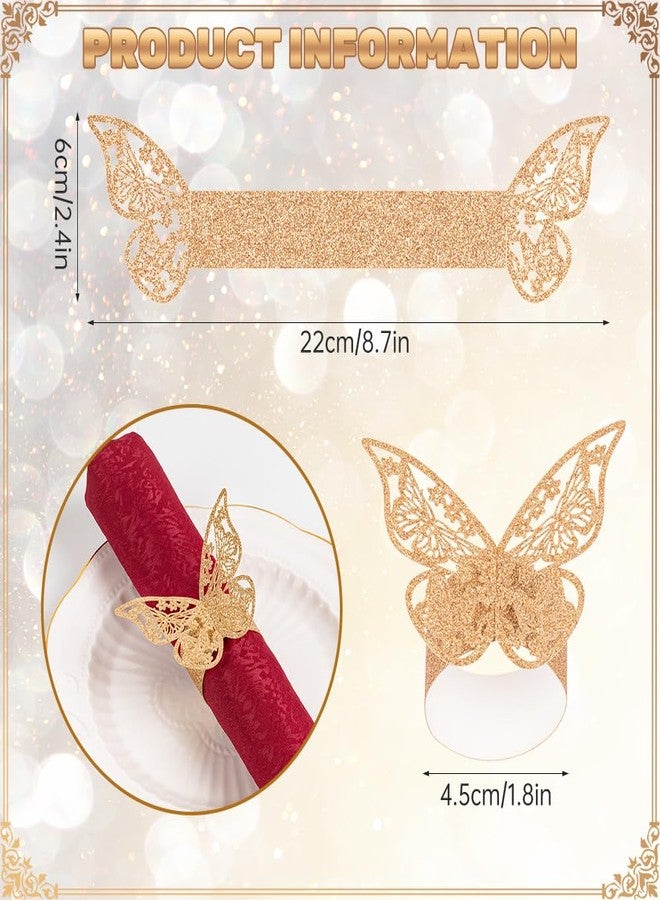 NPKRRSK 100pcs Napkin Rings 3D Butterfly Shape Frosted Paper Napkin Holder for Birthday Dining Weddings Anniversary Restaurant Party Banquet Table Decor - Image 3
