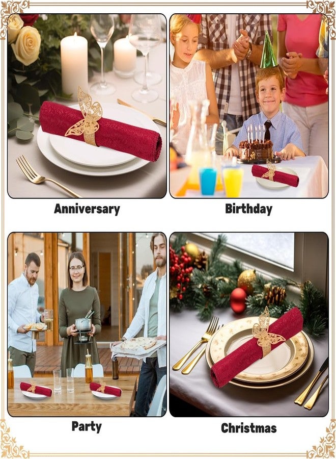 NPKRRSK 100pcs Napkin Rings 3D Butterfly Shape Frosted Paper Napkin Holder for Birthday Dining Weddings Anniversary Restaurant Party Banquet Table Decor - Image 2