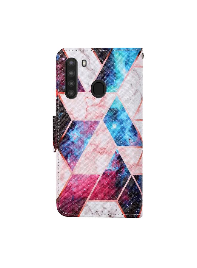 erorex Case For Samsung Galaxy A21 Colored Drawing Pattern Horizontal Flip Leather Case with Holder & Card Slots & Wallet & Lanyard - Image 3