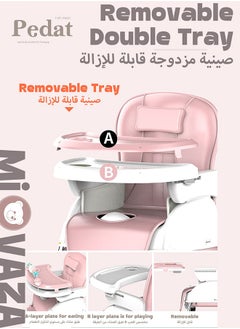 Mi VAZA 3 In 1 High Chairs For Babies And Toddlers, Convertible High Chair, Versatile, Easy Clean And Space Saver High Chair, Baby High Chair With Foot Rest And Adjustable Tray For Travel - Pink  - Image 4