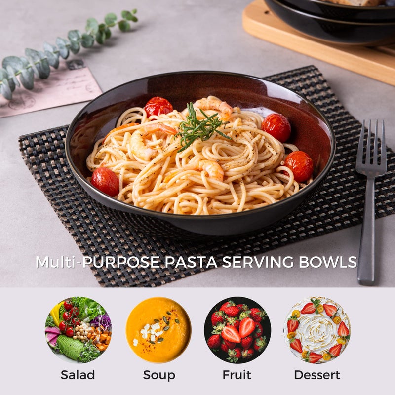 LERATIO Pasta Bowls,Ceramic 38oz Pasta Bowls,9.0" Reactive Glaze Pasta Bowl Set of 6,Microwave & Dishwasher,Oven Safe,Large Wide Serving Bowls for Salad, Dessert,Pizza,Fruit -Red - Image 4