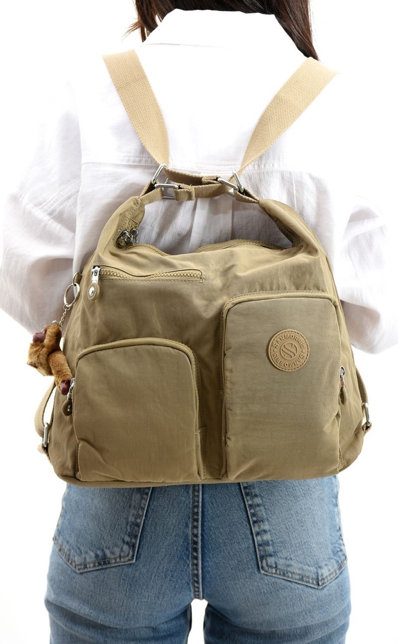 Sanmorris Women's Large Size Waterproof Parachute Fabric Cross Strap Shoulder and Backpack with Compartments - Image 4