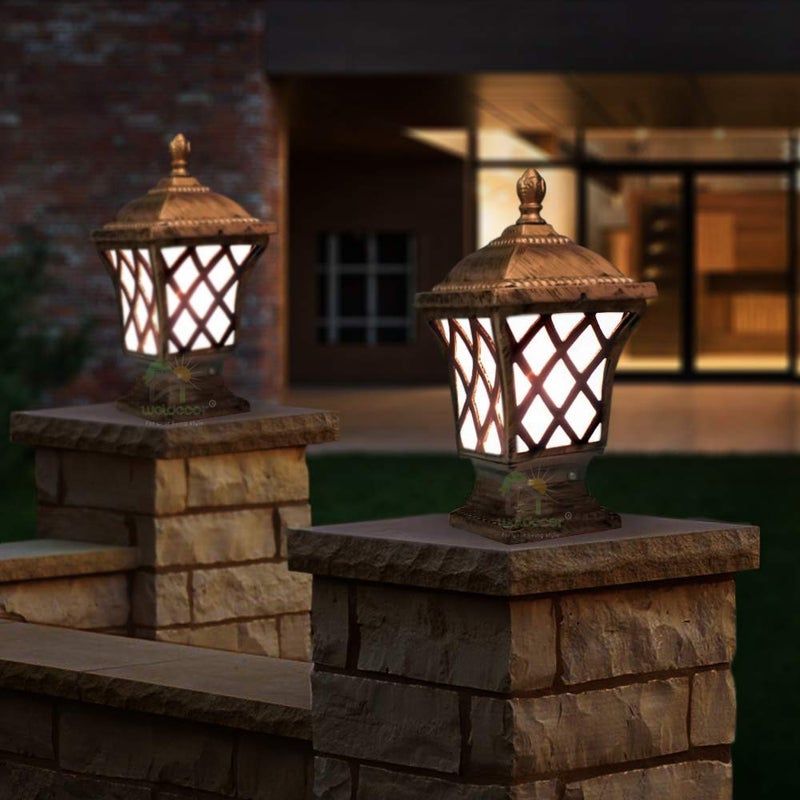 Weldecor Outdoor Gate Lights 2pc RustResistant Waterproof Fixtures for Home Garden Resort and Farmhouse Shahi Design with Lamp Post Lighting Bulb NOT Included - Image 2