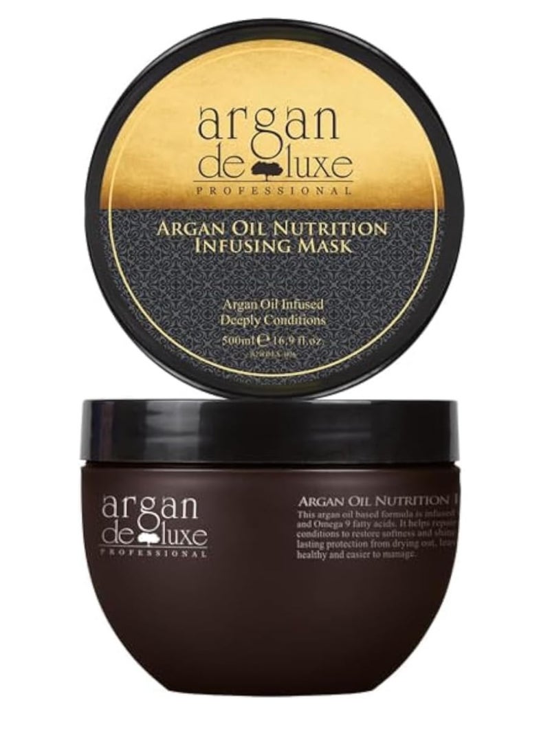 argan de luxe Nutrition Infusing Mask, 100% Pure Argan Oil, Deeply Conditions, Smoothing Mask Cream - 500ml, - Image 1