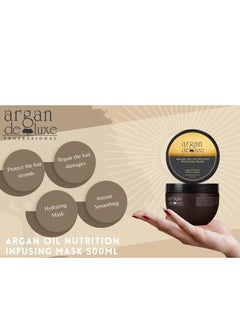 argan de luxe Nutrition Infusing Mask, 100% Pure Argan Oil, Deeply Conditions, Smoothing Mask Cream - 500ml,  - Image 2