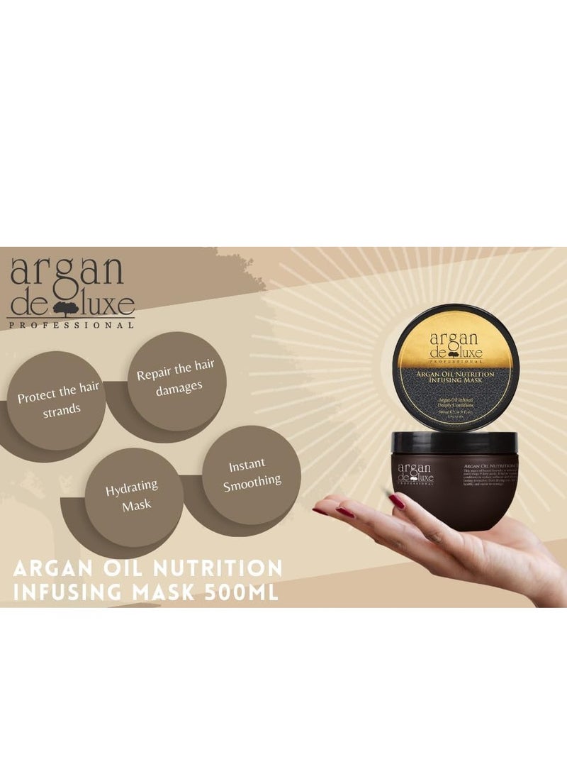 argan de luxe Nutrition Infusing Mask, 100% Pure Argan Oil, Deeply Conditions, Smoothing Mask Cream - 500ml, - Image 2