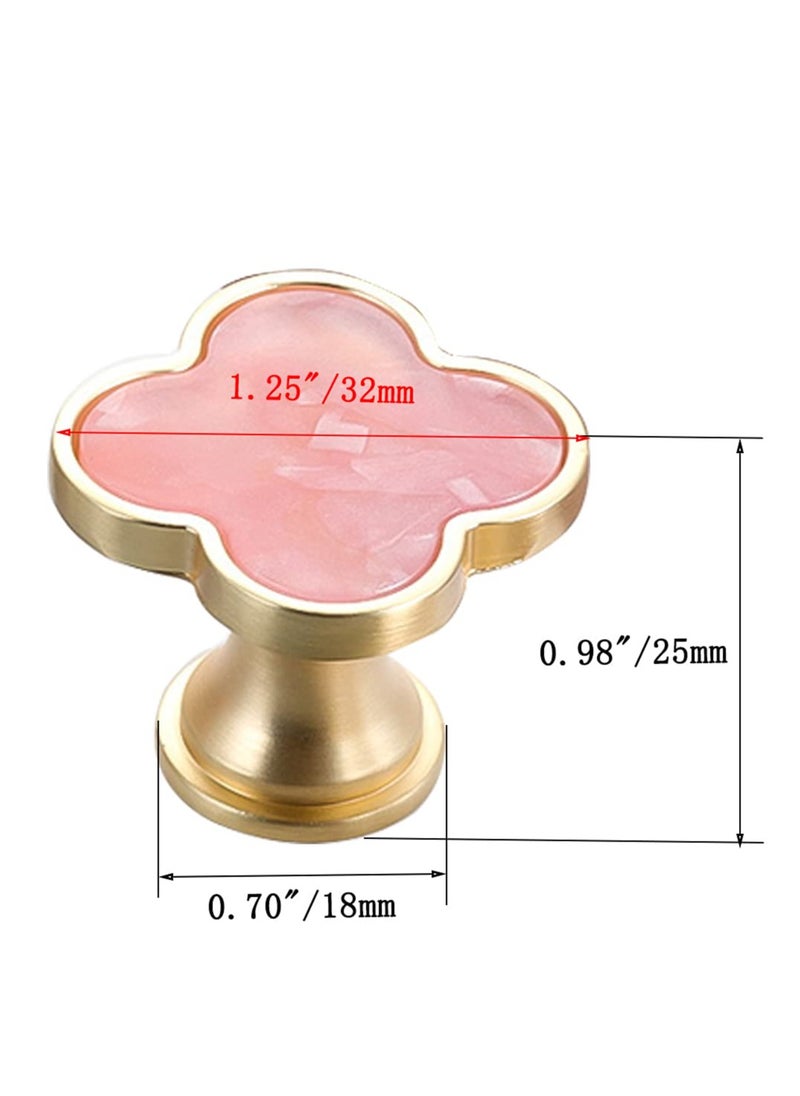 Excefore 6 Pcs Clover Knobs Dresser Cabinets Kitchen Cupboard Pulls Drawer Wardrobe Shoe Cabinet Jewelry Box Pulls Furniture Coffee Table Single Hole Door Handles(Pink)  - Image 2