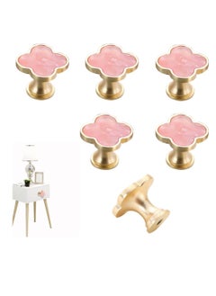 Excefore 6 Pcs Clover Knobs Dresser Cabinets Kitchen Cupboard Pulls Drawer Wardrobe Shoe Cabinet Jewelry Box Pulls Furniture Coffee Table Single Hole Door Handles(Pink)  - Image 1
