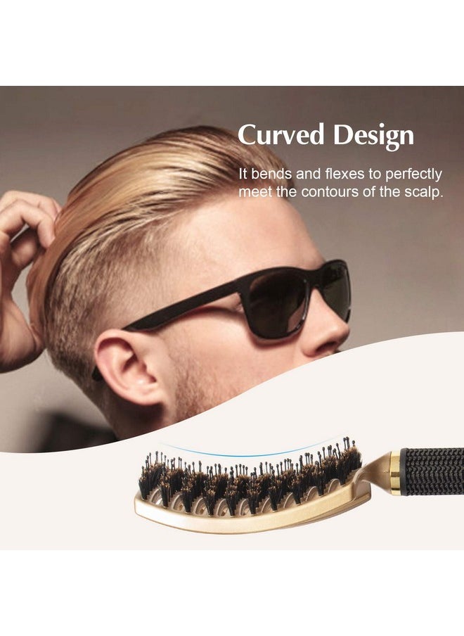 FIXBODY FIXBODY Boar Bristle Hair Brush - Curved & Vented & Oversize Design Detangling Hair Brush for Women Long, Thick, Curly and Tangled Hair Blow Drying Brush (Gold)  - Image 4
