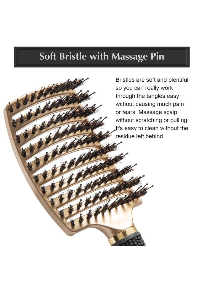 FIXBODY FIXBODY Boar Bristle Hair Brush - Curved & Vented & Oversize Design Detangling Hair Brush for Women Long, Thick, Curly and Tangled Hair Blow Drying Brush (Gold)  - Image 5
