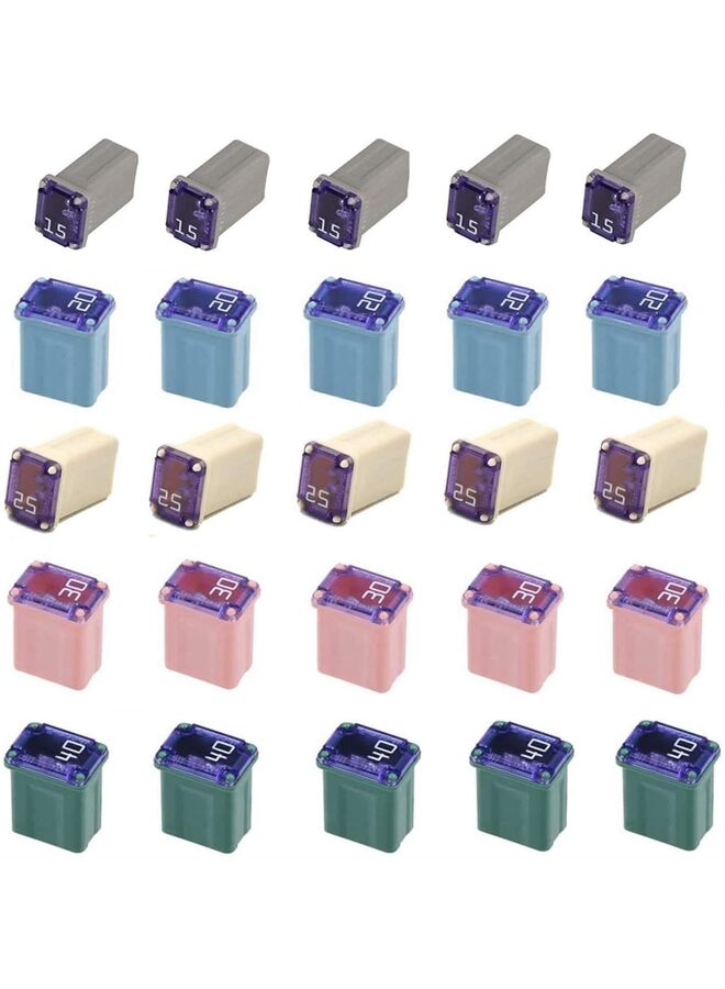 25PCS Micro Cartridge Fuses,15 Amp Micro Fuse,20 Amp Micro Fuse,25 Amp Micro Fuse,30 Amp Micro Fuse,40 Amp Micro Fuse, for Cars,SUVs and Trucks,Multi Color - Image 1
