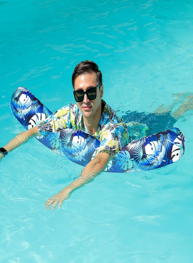 Parentswell Inflatable Pool Noodles Set - 2 Pack Fabric Covered Swimming Noodles for Adults, 50'' x 5.5'' Pool Swim Noodles for Summer Beach Pool Partym Vacation Sea Beach Lake (Palm Pink & Palm Blue) - Image 3
