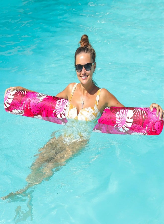 Parentswell Inflatable Pool Noodles Set - 2 Pack Fabric Covered Swimming Noodles for Adults, 50'' x 5.5'' Pool Swim Noodles for Summer Beach Pool Partym Vacation Sea Beach Lake (Palm Pink & Palm Blue) - Image 5