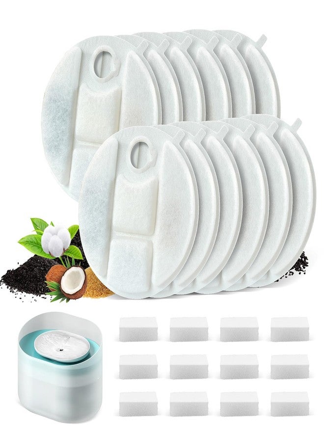 MANFCAT 12 Pack Pet Drinker Replacement Filters for Petlibro Capsule Pet Drinker PLWF008, Contains 12 Filters and 12 Sponges - Image 1