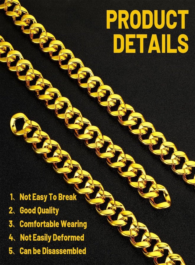 LSLYHTC 5Pcs Fake Gold Chains Hip Hop Chain Bulk, Plastic Costume Rapper Chain Fake Necklace for Men Women 80s 90s Jewelry Punk Style, 31 Inch - Image 3