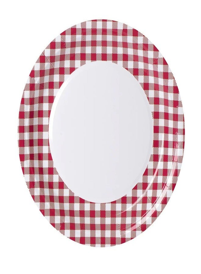Hammont Picnic Plates - 7" Round Gingham Plate BBQ Party Supplies - Birthday | Backyard | Picnic Decorations - Red & White Checkered Disposable Paper (50 Pack) - Image 2