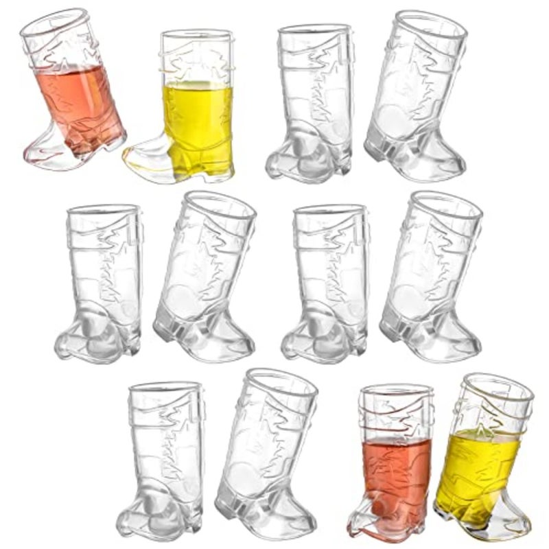 Plastic Mini Cowboy Boot Shot Glasses 1 oz Reusable Cowboy Boot Cups Western Plastic Beer Mugs for Cowgirl Party Decorations Bachelorette Party Supplies Birthday Wedding Decorations - Image 1
