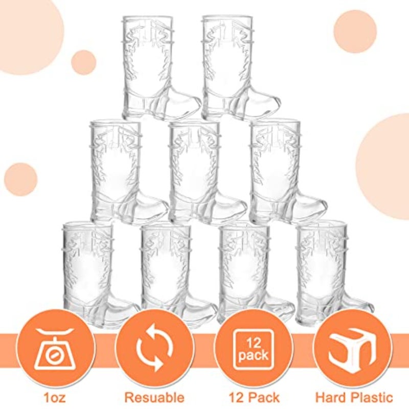 Plastic Mini Cowboy Boot Shot Glasses 1 oz Reusable Cowboy Boot Cups Western Plastic Beer Mugs for Cowgirl Party Decorations Bachelorette Party Supplies Birthday Wedding Decorations - Image 3