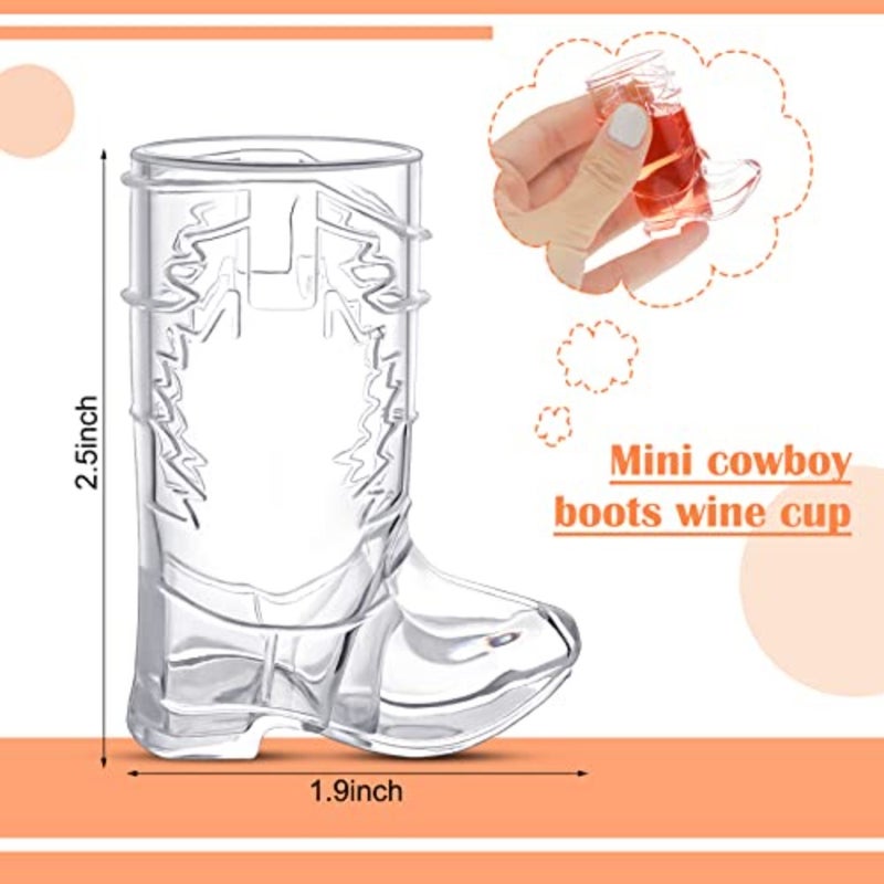 Plastic Mini Cowboy Boot Shot Glasses 1 oz Reusable Cowboy Boot Cups Western Plastic Beer Mugs for Cowgirl Party Decorations Bachelorette Party Supplies Birthday Wedding Decorations - Image 2