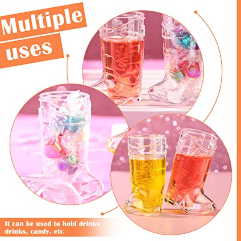Plastic Mini Cowboy Boot Shot Glasses 1 oz Reusable Cowboy Boot Cups Western Plastic Beer Mugs for Cowgirl Party Decorations Bachelorette Party Supplies Birthday Wedding Decorations - Image 4