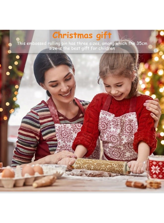 RDGDFONG Rolling Pin for Baking, Laser Engraved Wood Beech Dough Roller with Handles, Embossing Rolling Pin for Baking Fondant, Pizza, Pie, Pastry, Pasta, Dough, Cookies, Christmas, Father and Mother's Gift - Image 5