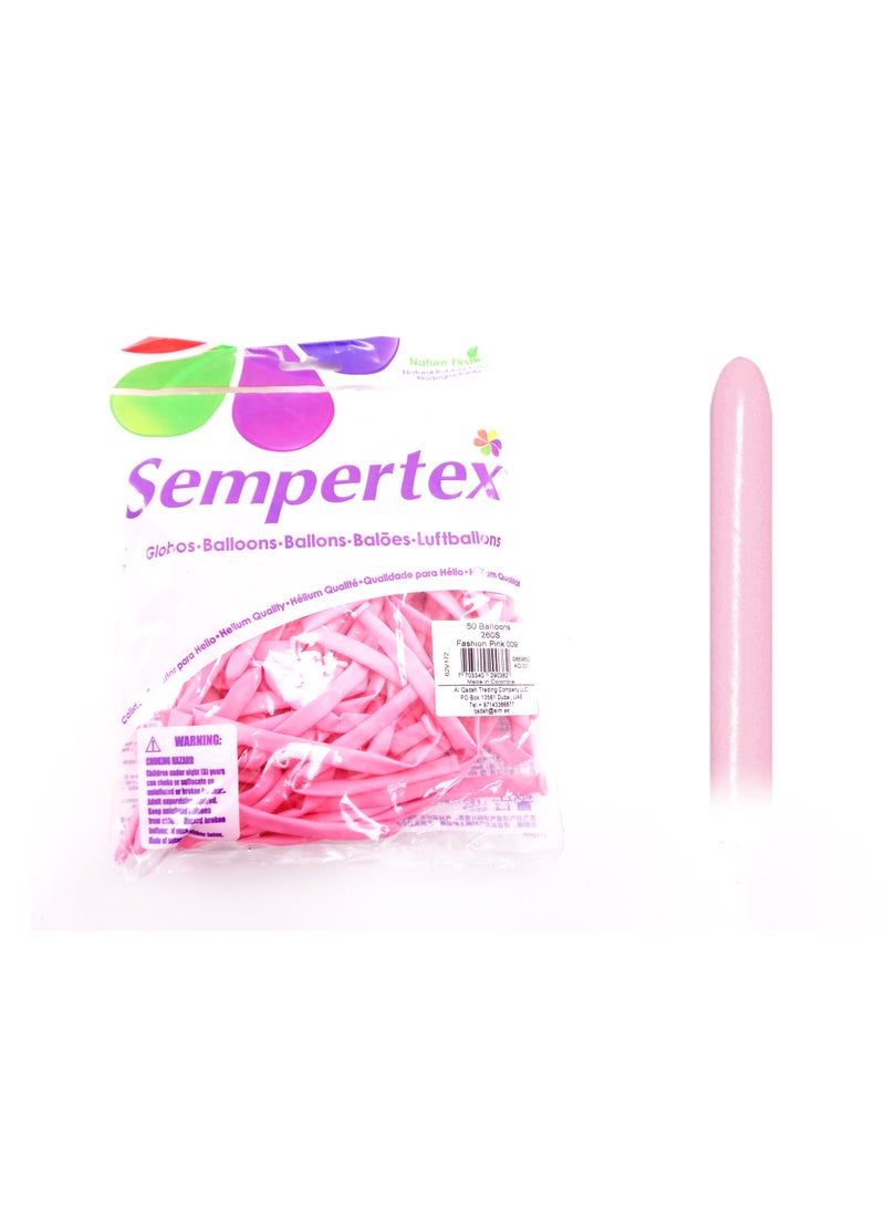 Sempertex 50 pcs, 260q Long Balloons,  Pink, Latex Balloons - Image 3