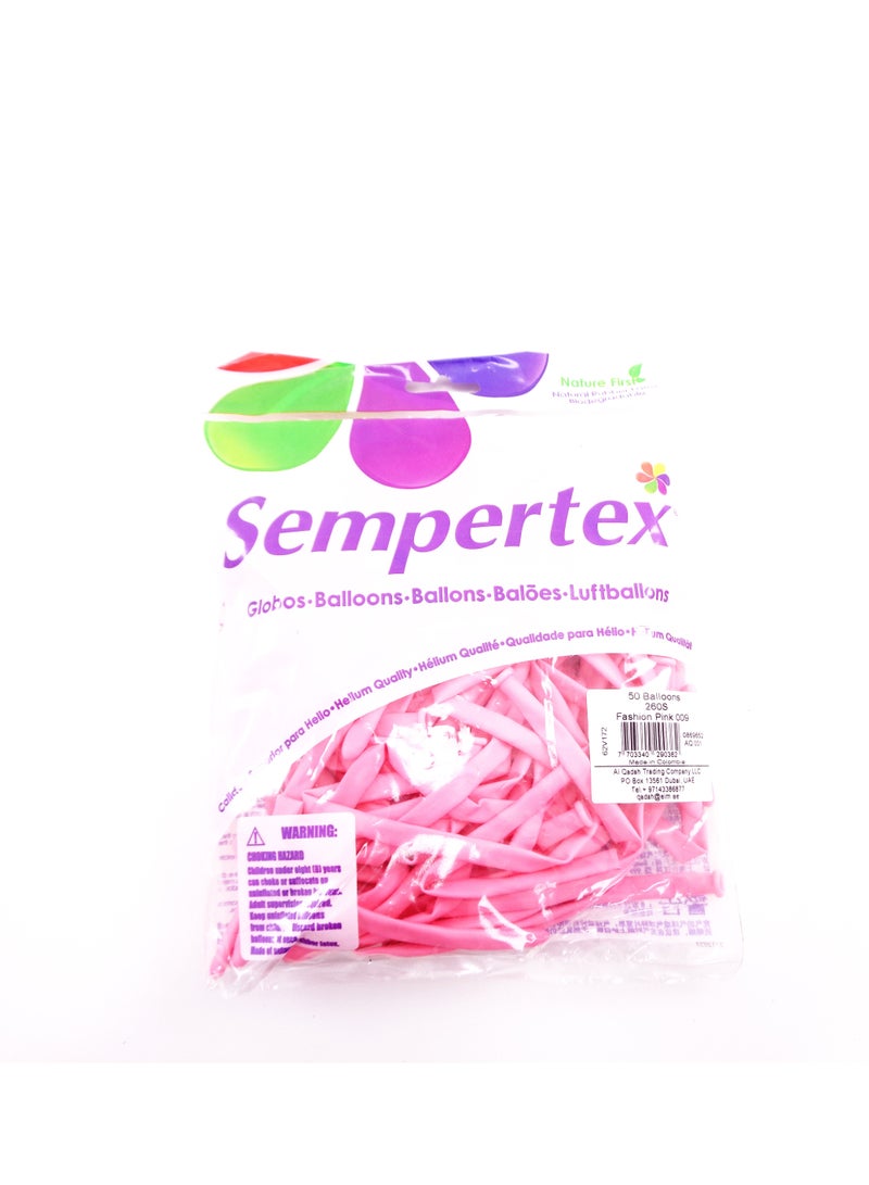 Sempertex 50 pcs, 260q Long Balloons,  Pink, Latex Balloons - Image 2