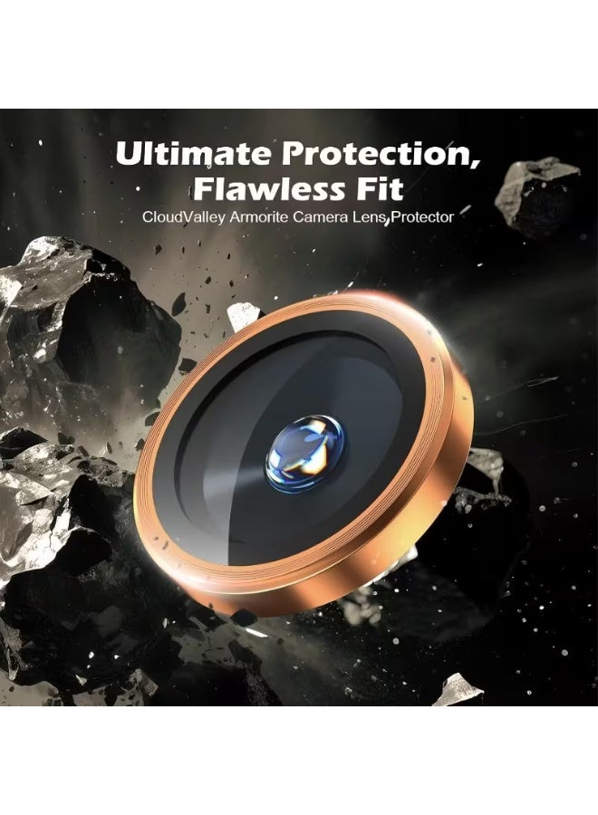 aeen 6PCS Camera Lens Protector for iPhone 17 Pro & 17 Pro Max – Orange HD Tempered Glass Camera Lens Cover with Metal Ring, Scratch-Resistant Protection - Image 3