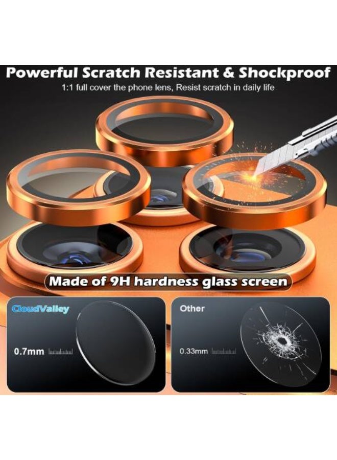 aeen 6PCS Camera Lens Protector for iPhone 17 Pro & 17 Pro Max – Orange HD Tempered Glass Camera Lens Cover with Metal Ring, Scratch-Resistant Protection - Image 4
