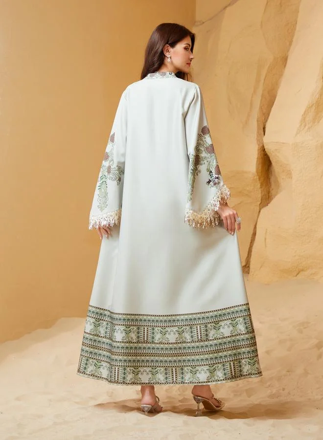 Take Two Take Two Embroidered Beaded Sleeve Tassel Jalabiya