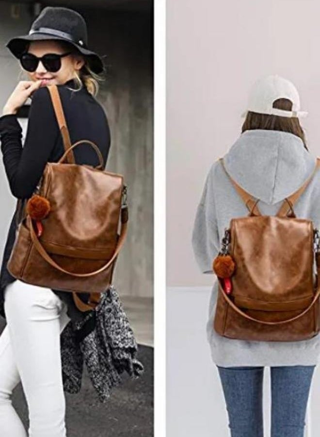 Loquat Anti theft casual shoulder backpack, large capacity soft leather backpack, fashionable women's backpack  - Image 2