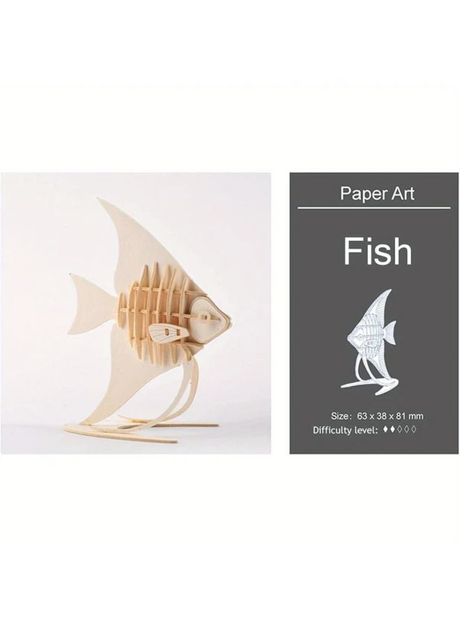Angel Fish 3D Puzzle Marine Animal Model DIY Wood Craft Assembly Toy For Teenagers - Image 1
