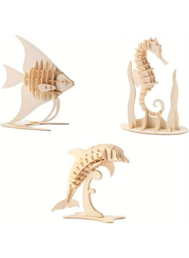 Angel Fish 3D Puzzle Marine Animal Model DIY Wood Craft Assembly Toy For Teenagers - Image 2